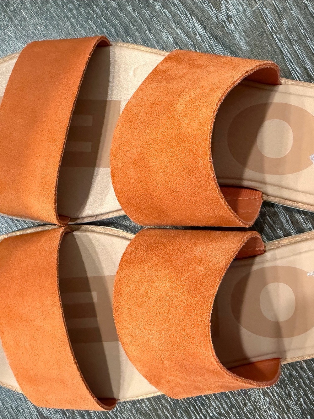 Sorel Orange Suede Double-Band Slide Sandals
